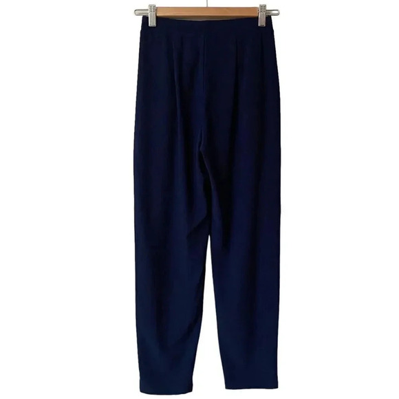 Leith Navy High Rise Cropped Pants XXS Pull On Pleated Front Workwear Chic - Picture 2 of 9
